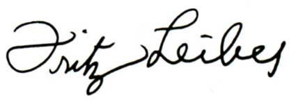 Leiber Fritz. Автограф